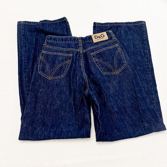 Dolce & Gabbana Wide Leg Denim Jeans Button Fly Dark Wash Size 27 - Picture 8 of 9